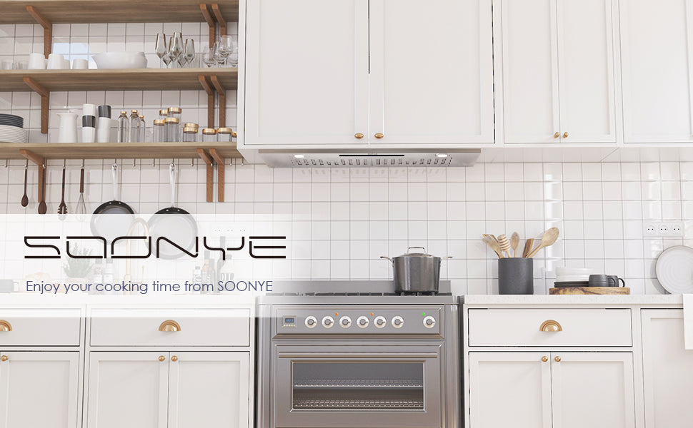 SOONYE Range Hood 30 inch, Insert Range hood 600 CFM Kitchen Vent Stove Hood with 3 Speed Gesture Sensor Touch Control with Remote, Permanent Baffle Filter, Ducted/Ductless Convertible