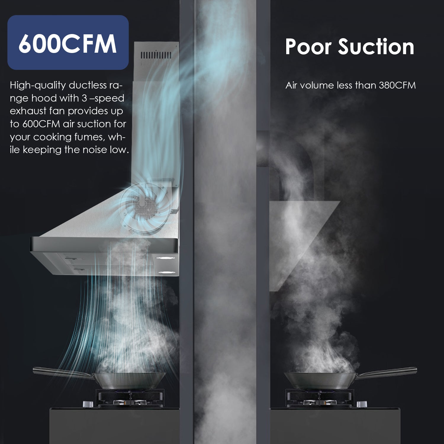 SOONYE Wall Mount Range Hood 30 inch with Ducted Ductless